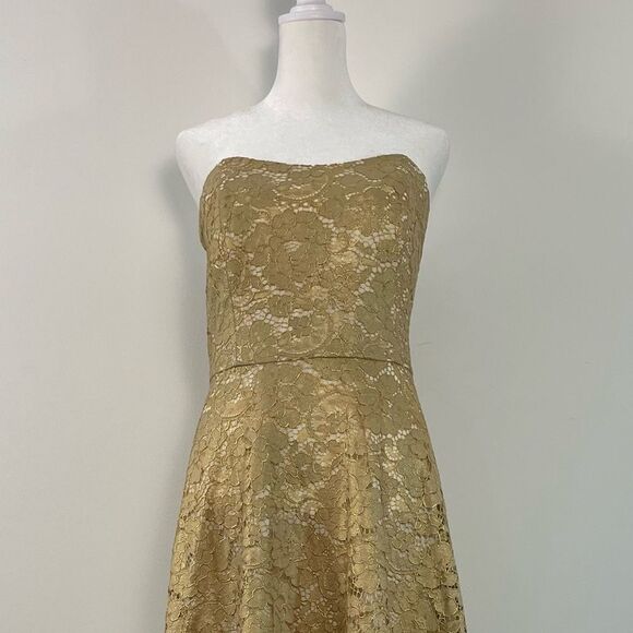 Lilly Pulitzer Aubrianna Strapless Gold Lace Midi Dress Size 8 NEW Event Wedding - Picture 4 of 11